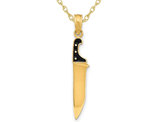 14K Yellow Gold Butcher Knife Charm Pendant Necklace with Chain